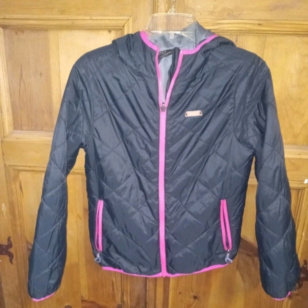 Children's Quilted Jacket with Pink Trim